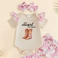 thumbnail image 5 of mgoYE Western Baby Girl Clothes Boots Bodysuit Romper Flared Pants Headband Cowgirl Country Outfit Size 0-3 Months, 5 of 5