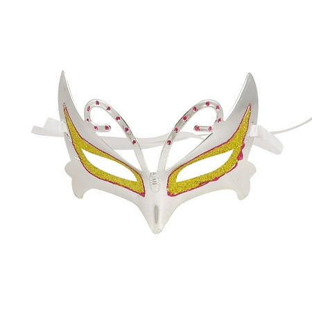 Purple Pillow Powder Unique Bargains Self Tie Ribbon Shiny Powder Decor Silver Tone Fancy Masquerade Eye Mask ()