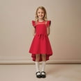 thumbnail image 7 of SuTry Girl's A-Line Dress Summer Fall Mesh Party Dress with Belt Pockets Ruffle Sleeves Skirt Suitable for Parties and Outings(Red,11 Years), 7 of 7