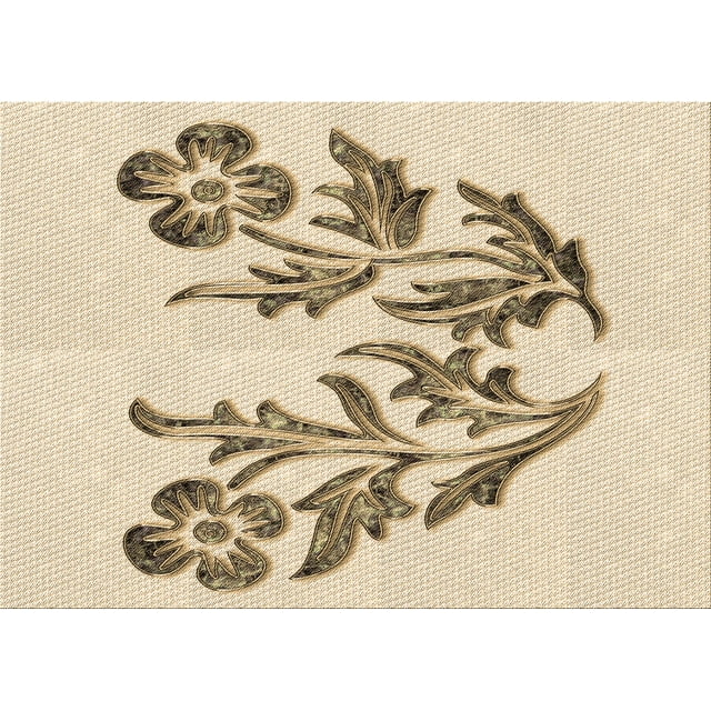 Ahgly Company Tapis d'Intérieur Lavables à la Machine, Rectangle Transitionnel, Surface Dorée à la Vanille, 2' x 4'