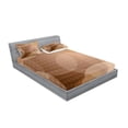 thumbnail image 2 of Ambesonne Tan Fitted Sheet & Pillow Sham Set, Overlapping Circles Dots, Queen, Tan Brown White, 2 of 2