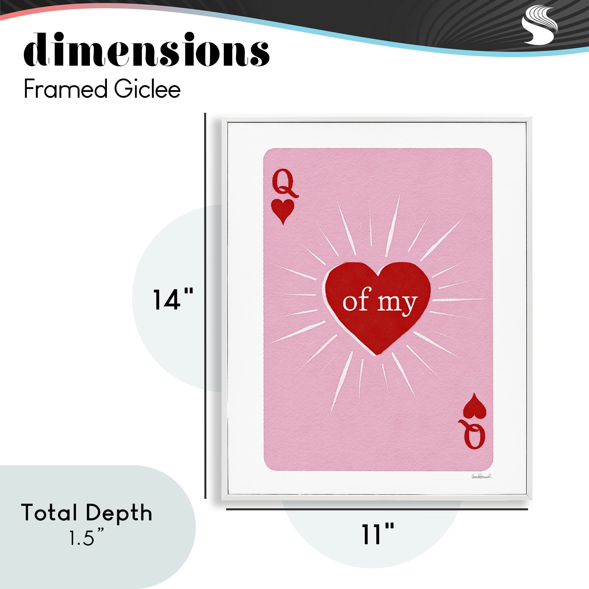 Queen Of My Heart Card White Framed Giclee Art, design by Amanda Greenwood
