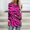 thumbnail image 2 of Gubotare Womens Tops Long Sleeve Womens Long Sleeve Mesh Srtipe Blouse Shirt Cold Shoulder Scoop Neck Zipper Casual Pullover T-Shirt,Hot Pink S, 2 of 3