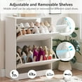 thumbnail image 4 of Narrow Shoe Cabinet with 2 Flip Drawers Freestanding Shoe Cabinet Organizer with Hollow Handle Wooden Shoe Rack Storage Cabinet for Entryway Hallway Bedroom Living Room White, 4 of 9