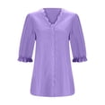 thumbnail image 5 of Blusa de manga 3/4 con aberturas para mujer, primavera-verano: estilo resort elegante, influencia de la moda europea, tejido de poliéster., 5 of 5