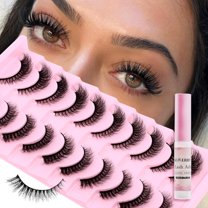 False Eyelashes Fluffy Look Strip Lashes Mink Wispy Fake Lashes Charming Fake Eyelashes 10 Pairs