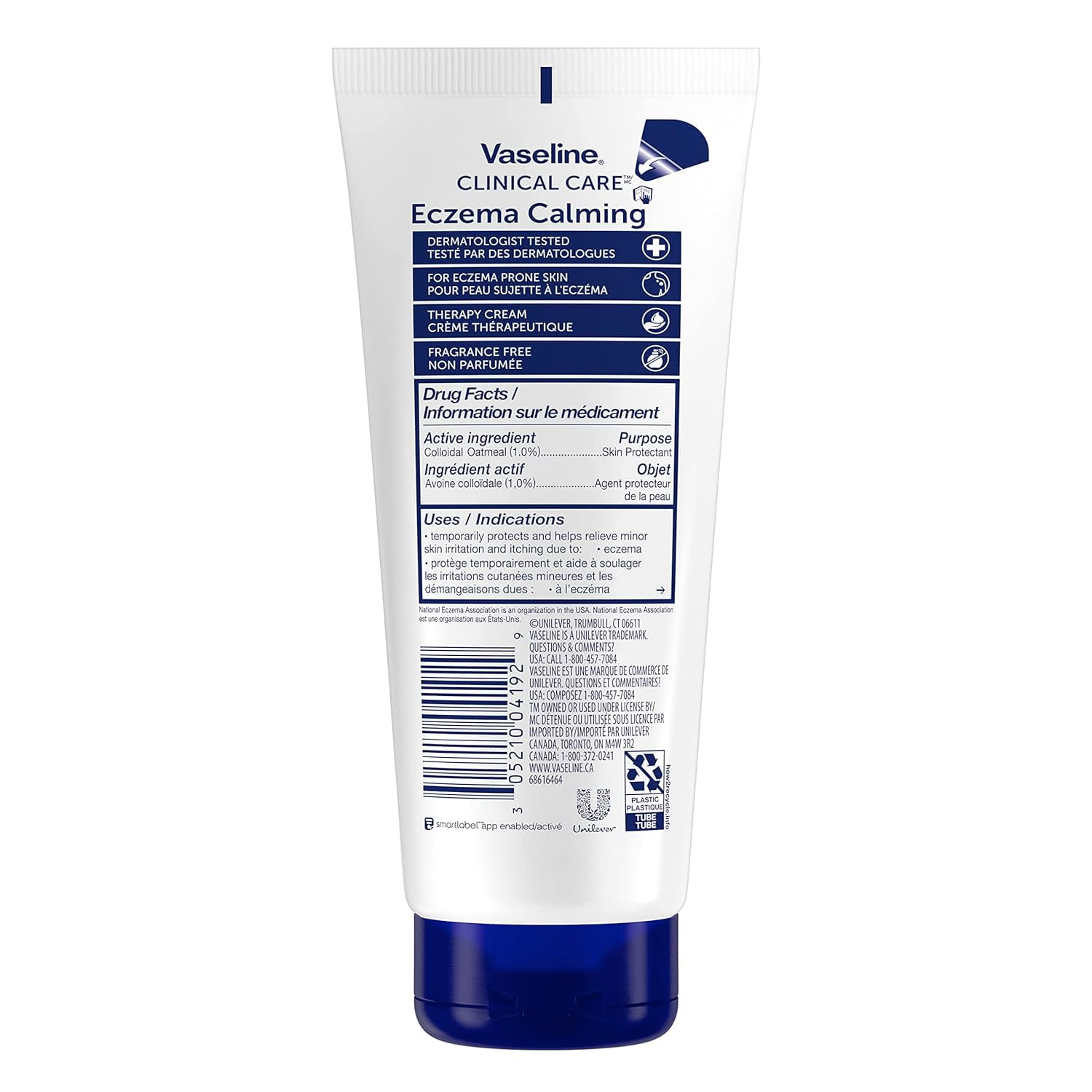 Vaseline Eczema Lotion, Calming Therapy Cream 2-Pack with Colloidal Oatmeal + Original Vaseline Lip Therapy for Dry Lips with Petroleum Jelly (3 Piece Set)