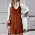 thumbnail image 4 of Fankiway Femmes Bretelles Sans Manches Mode Casual Bouton Solide Robes Femmes Plage Robes de Plage Grande Taille Femmes Robes, 4 of 8