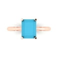 thumbnail image 2 of 2.5ct radiant cut turquoise 18k rose gold Bridal Wedding Engagement Promise Anniversary Ring for Women size 4.75, 2 of 7