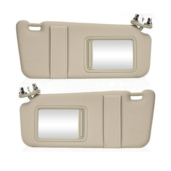 Car Sun Visor Left Driver & Right Passenger Side For Toyota Camry 2007- 2011 With Makeup Mirror Replace 74320-06800-E0 74320-06800-B0 (With Light And Wired) -Driver and codriver-beige