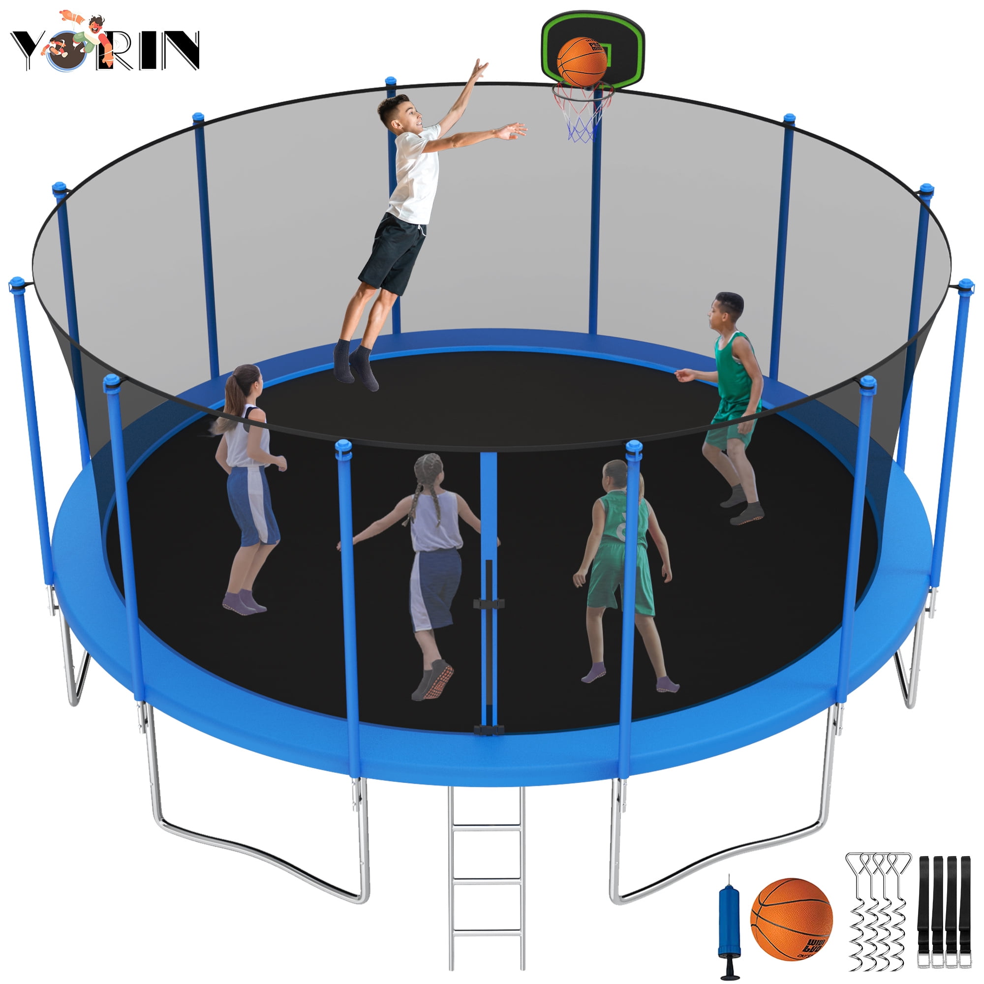 YORIN Trampoline with Enclosure for Adults Kids, 1500LBS 16FT Trampoline with Basketball Hoop, 2022 Upgraded Outdoor Trampoline with ASTM Approved Heavy-Duty Round Trampoline for Backyard - Walmart.com