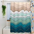 thumbnail image 3 of Teal Blue Ombre Stripe Waterproof Shower Curtain, 48"x72" Washable Polyester Fabric Shower Curtains for Bathroom, Abstract Summer Beach Coastal Decorative Bathtub Curtain Sets with Hooks, 3 of 9