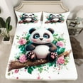 thumbnail image 2 of Castle Fairy Kawaii Panda 4 Pieces Queen Sheet Sets,Floral Rose Ultra Soft Flat Sheet,Flower Animal Queen Fitted Sheet,Ultra Soft Cartoon Home Decor, 2 of 7
