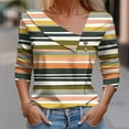thumbnail image 2 of Hueook Shirts for Women Casual Western Tops off the Shoulder Women's Fashion Casual Printed Button-Up Blouse T-shirt Blouse Top Army Green S, 2 of 5