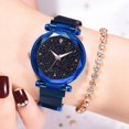thumbnail image 4 of Reloj de pulsera magnético de aleación de cuarzo de moda para niños y niñas, reloj azul cielo estrellado informal, 4 of 6