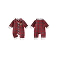 thumbnail image 2 of Cjfdfy Newborn Baby Girls Boy Christmas Fall Clothes Santa Claus Reindeer Embroidery Plaid Pajamas Lapel Button Up Fuzzy Trim Long Sleeve Jumpsuit Infant Christmas Fall Winter Romper, 2 of 9