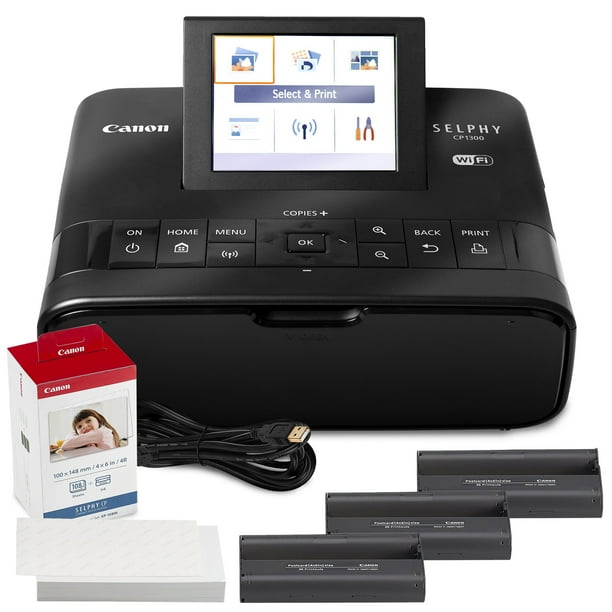 Canon SELPHY CP1300 Compact Photo Printer (Black) with WiFi and Accessory Bundle w/ Canon Color