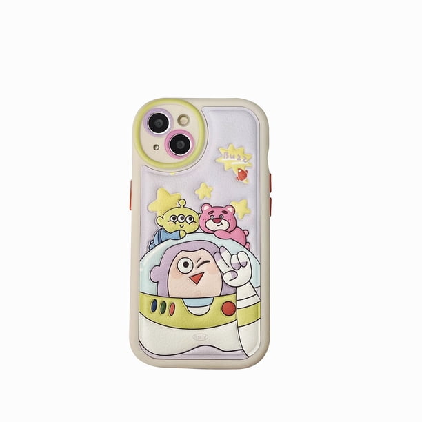 Toy Story Buzz Lightyear Strawberry Bear Alien PU Cuero Piel + Gel Suave Silicona A Prueba De Golpes Funda Para IPhone 11 12 13 Pro 14 Plus 14 Max Cubierta