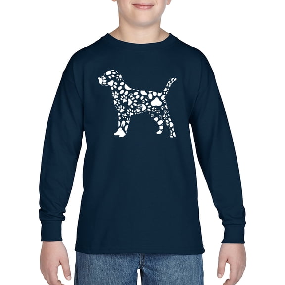 Boy's Word Art Long Sleeve - Dog Paw Prints