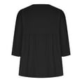 thumbnail image 6 of Fjofpr Womens Summer Plus Size 3/4 Sleeve T-Shirts Casual Solid Color Round Neck Loose Fit Pullover Cotton Basic Blouse, 6 of 7