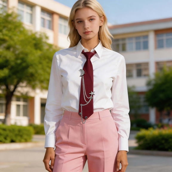 Boy's Silver Tie For Teens Unisex Stylish Regular Necktie for Children and Kids school outfit