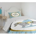 thumbnail image 4 of Ambesonne Blue Quilted Bedspread Set 2 Pcs, Cartoon Horse Fleur De Lis, Twin Size, Multicolor, 4 of 6