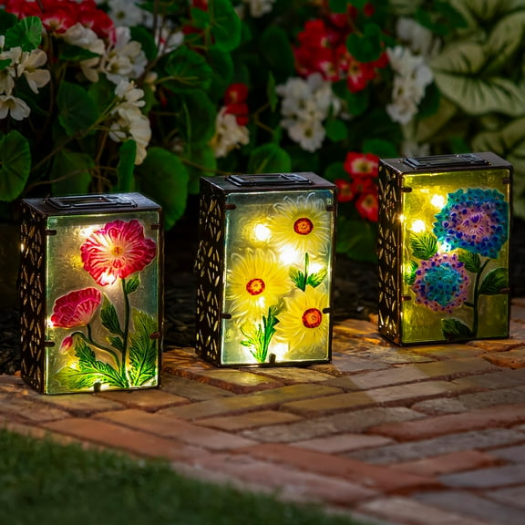 Floral Hand Painted Solar Lantern