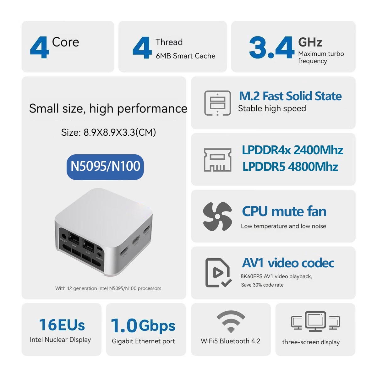 Mini PC FIREBAT T8 Pro Plus Intel Celeron N5095 N100 Computadora