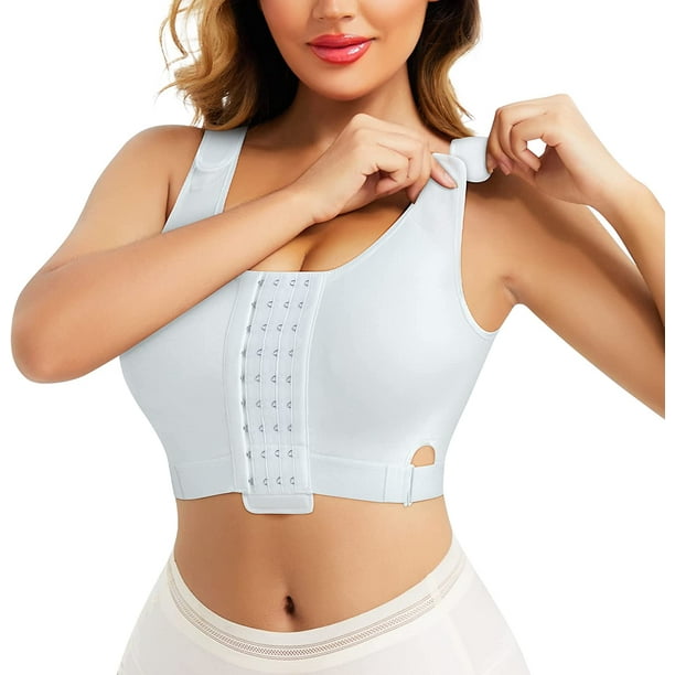 Nebility Women Wireless Bra Front Adjustable Straps Post Surgical Compression Breast Surgery