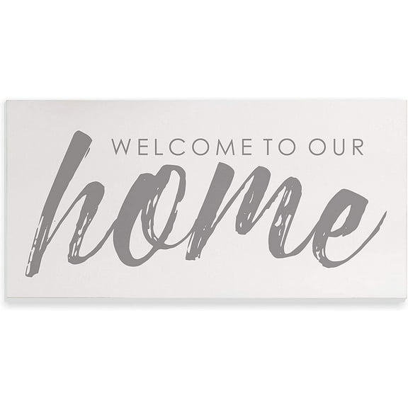 Welcome To Our Home Script Rustic Wood Wall Sign 9x18
