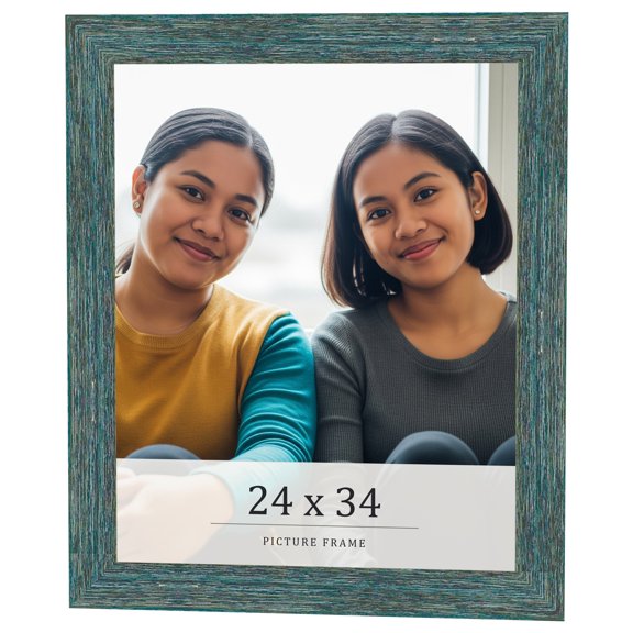 24x34 Frame Blue Rustic Barnwood Solid Wood Picture Frame Width 1.25 Inches | Interior Depth 0.5
