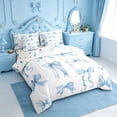 thumbnail image 2 of Manfei Dreamy Blue Bowknot 7-Piece Bedding Comforter Set For Kids,Ribbon Bow King Bedding Sets For Girls,Reversible, 2 of 7