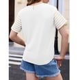 thumbnail image 4 of YOUYEDIAN Tween Girls Summer Shirts Short Sleeve Color Block Tops (White, 3-4 Years), 4 of 5