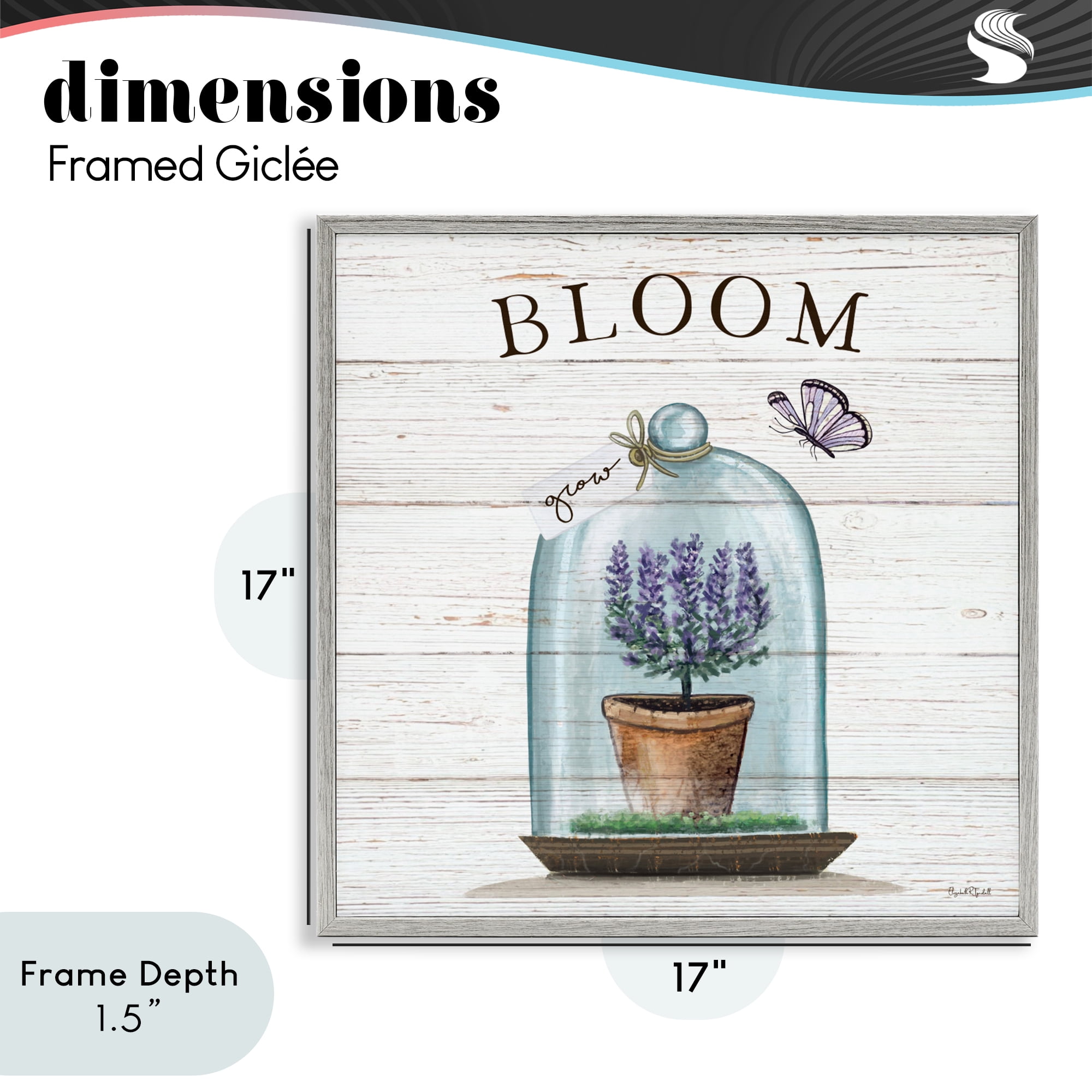 Stupell Industries Cottage Bloom in Bell Jar Gray Framed Giclee Art, design by Elizabeth Tyndall