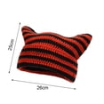 thumbnail image 4 of vnanda Fashion Winter Hat Autumn Winter Outdoor Warm Knitting Caps Cute Striped Cat Ear Hat No Brim Thickened Stretchy Headwear Wool Yarn Knitted Beanie Hat, 4 of 8