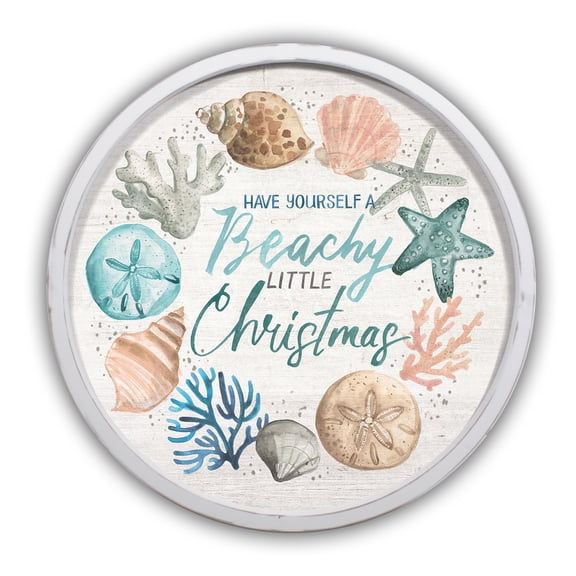 Creative Products We Wish You a Beachy Christmas 20 x 20 Round White Framed Print