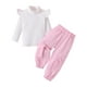 thumbnail image 1 of Odeerbi 1-5 Años Niñas Conjuntos de Algodón Punto Elástico Cuello Alto Tops Cargo Pantalones Conjunto de Dos Piezas, 1 of 9