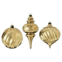 3 Count Gold Mercury-Style Shatterproof Christmas Ornaments, by My Texas House