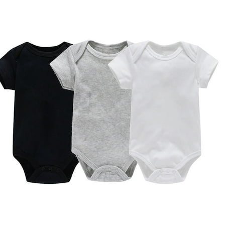 

Baby Boy or Girl Gender Neutral Bodysuits Variety Short Sleeve 3-Pack