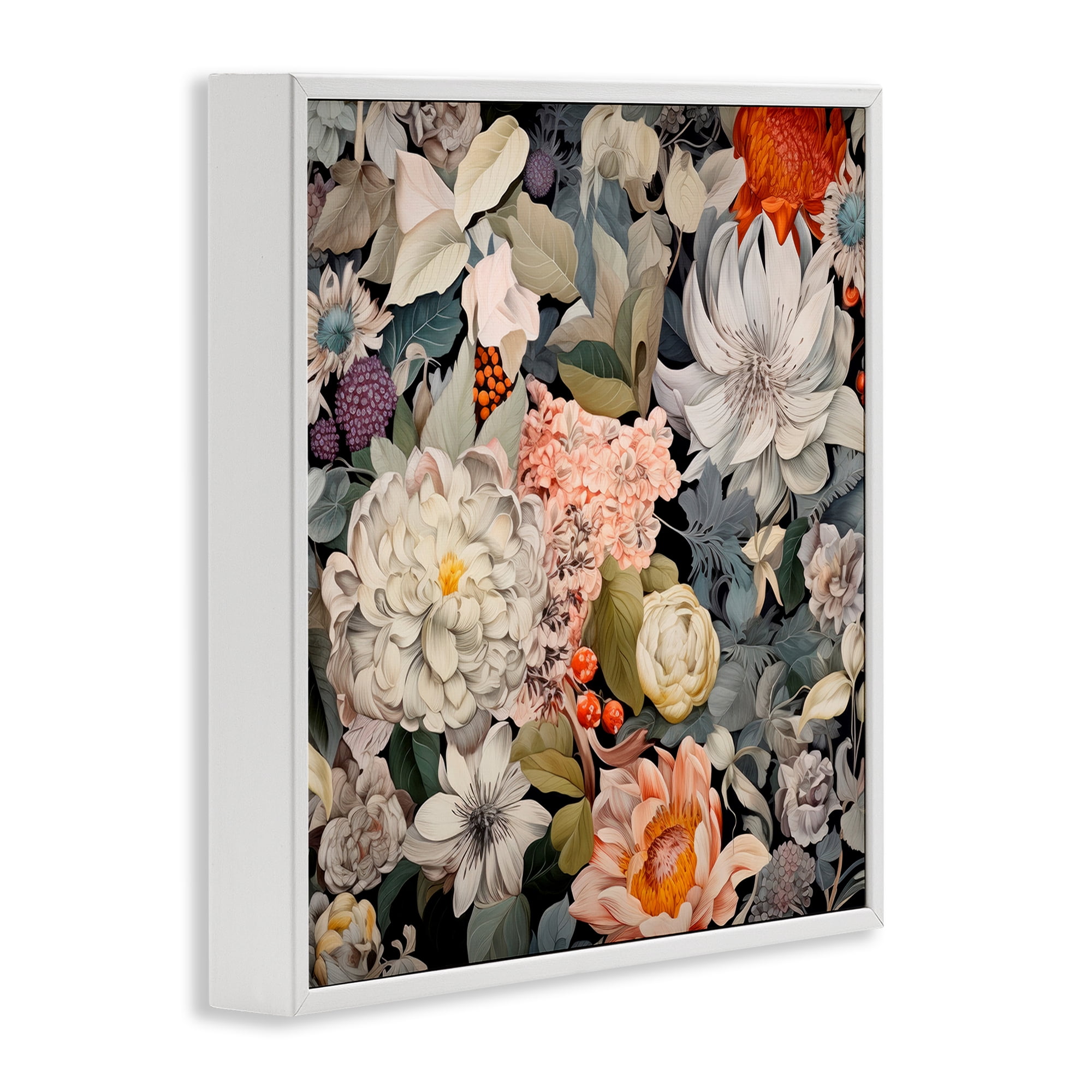 Stupell Industries Grey Mixed Botanicals Botanical & Floral Painting White Framed Art Print Wall Art, 24 x 24
