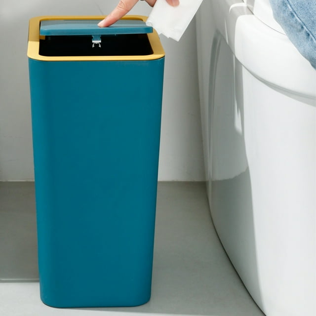 mmirethe 1/2/3 Nordic Trash Can - Press Open Lid Wide Application Less Space Rectangular Trash Large Capacity White S 2PCS