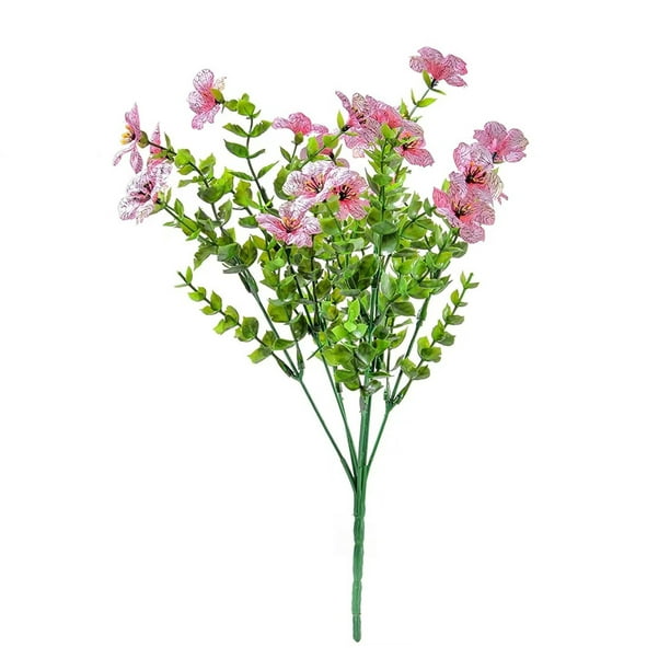Paquete de 2 flores artificiales violetas - Arreglo floral sintético de 7 puntas para decoración de bodas en la oficina en casa