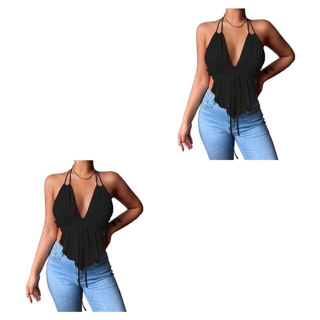 Chaleco Sexy Minnieouse Color Sólido Camisola para Niñas Negro XL