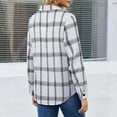 thumbnail image 5 of Womens Button Down Shirt Casual Dressy Fall Fashion Shirts Plaid Long Sleeve Lightweight Shacket with Pockets White XL, 5 of 6