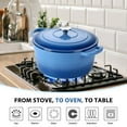 thumbnail image 6 of Coliware 6 Quart Enameled Cast Iron Dutch Oven with Lid, Round Dutch Oven Pot with Dual Handles - Blue, 6 of 7