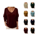 thumbnail image 1 of Hauts en Velours pour Femmes 2026 Mode Automne Hiver Manches Longues Col en V Rétro Décontracté T-Shirts pour Sortir, 1 of 4