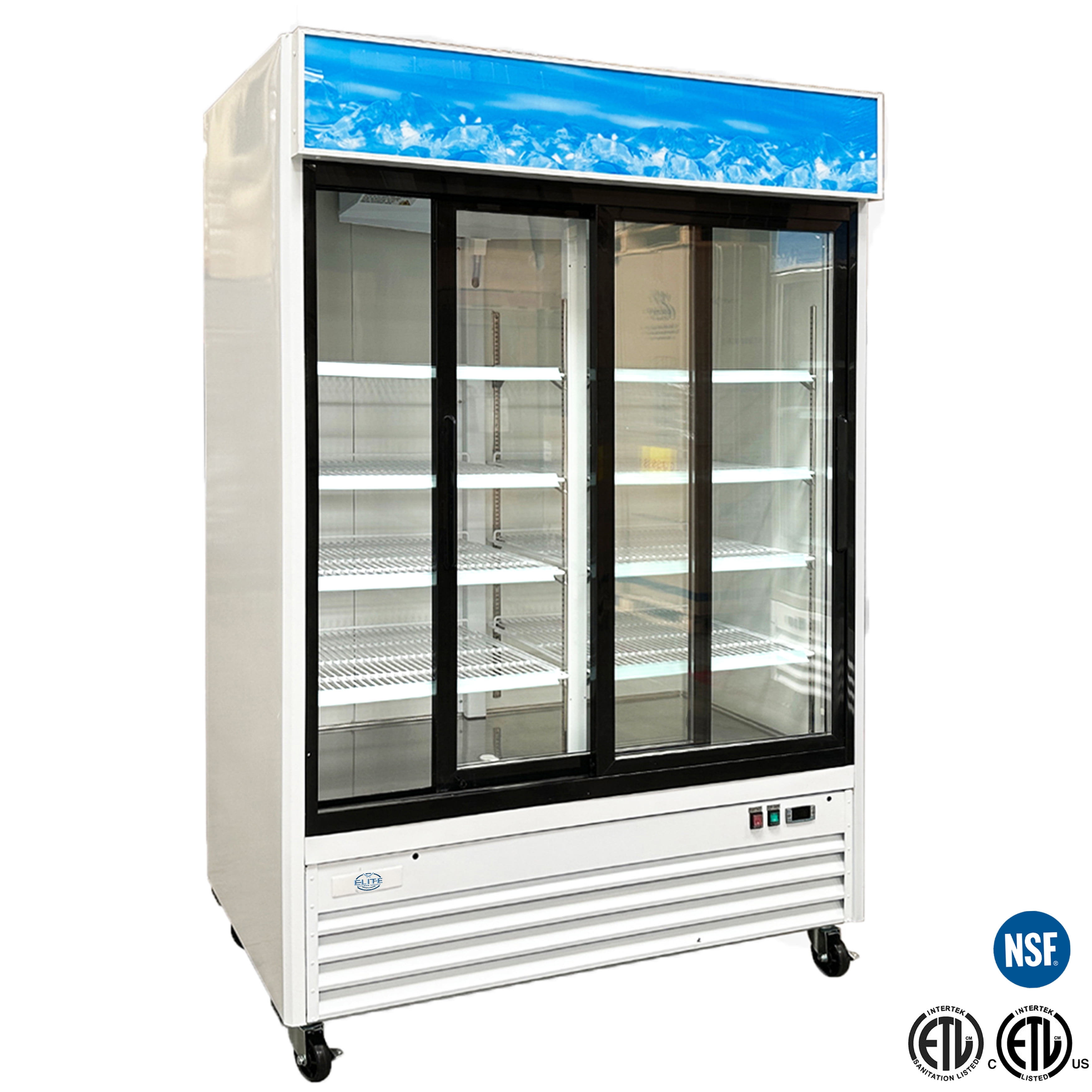 54 in. Two Glass Sliding Door Refrigerator 45 Cu.Ft. Commercial Merchandiser Refrigerator, Cooler NSF ETL