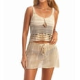 thumbnail image 3 of Womens Crochet 2 Piece Sets Y2k Hollow Out Knitted Tank Top Mini Skirt Set Summer Beach Coverup Outfits Khaki S, 3 of 9