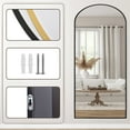 thumbnail image 3 of Melodieux Arched Mirror Full Length with Stand 71" x 26" Full Body Standing Mirror Black Aluminum Alloy Thin Frame Floor Mirror Hanging Leaning against Wall for Home Decor, 3 of 5