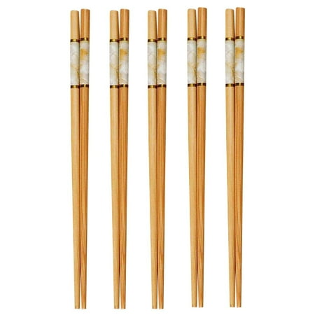

Quality life starts from here! Kitchen-Assistant! 5 Pairs Chopsticks Reusable Chopsticks Set Classic Natural Chopsticks Colorful Print Chopsticks Clearance Tableware